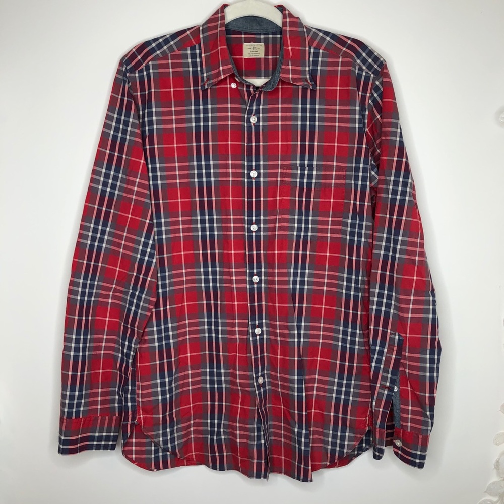 J. Crew red & gray button-down shirt long sleeves